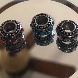 Jeweled pandora style charms set of two